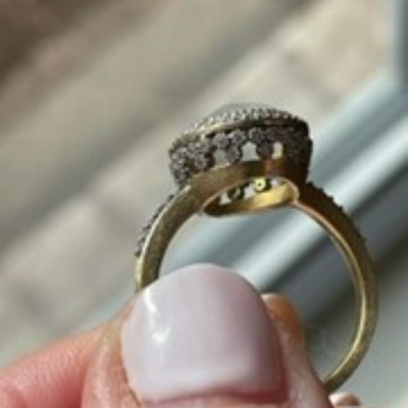 Jude Frances Pear Shaped Diamond and White Moonstone Ring - Picture 5 of 5